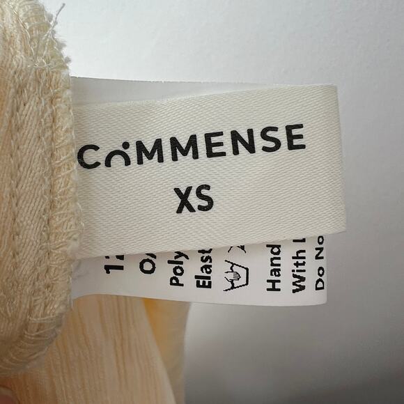 Commense Boho Lantern Beige Split Maxi Dress Plunge Button-Front X-Small XS NEW - Picture 8 of 11